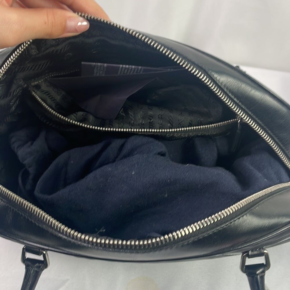 Prada Black Nylon Leather Satchel Bag - Picture 7 of 8